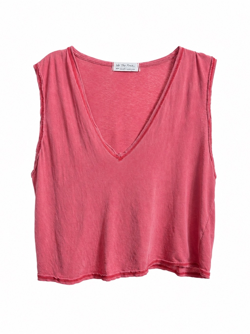 Free People We The Free Pink Washed V-Neck Muscle Tank Top
